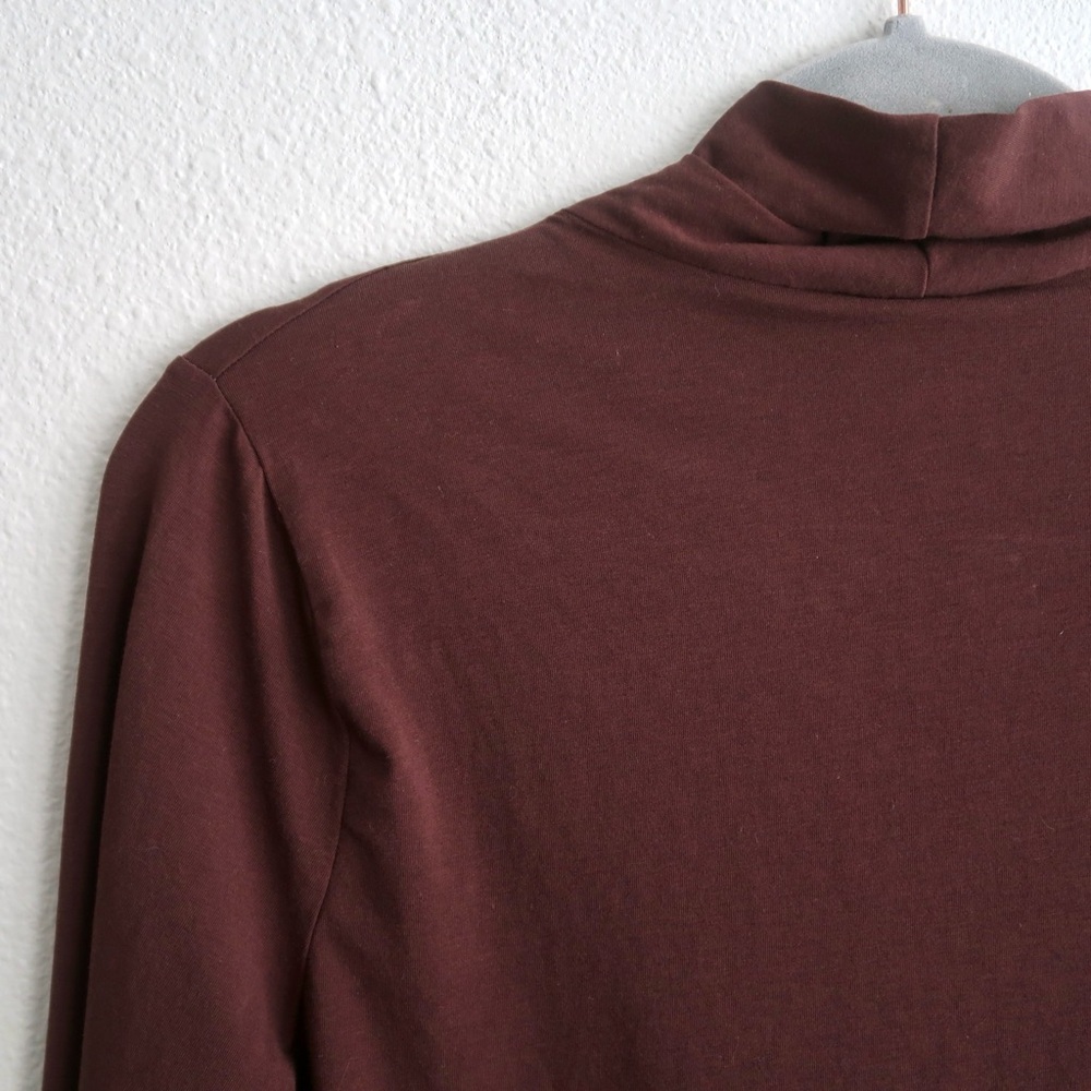 NWOT Ralph Lauren Brown Long Sleeve Drape Front Top - Picture 8 of 10